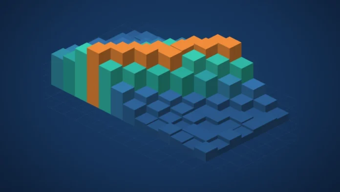 Isometric illustration of a wave of returned units cresting over a field of outbound stock, representing the Amazon Q4 returns wave